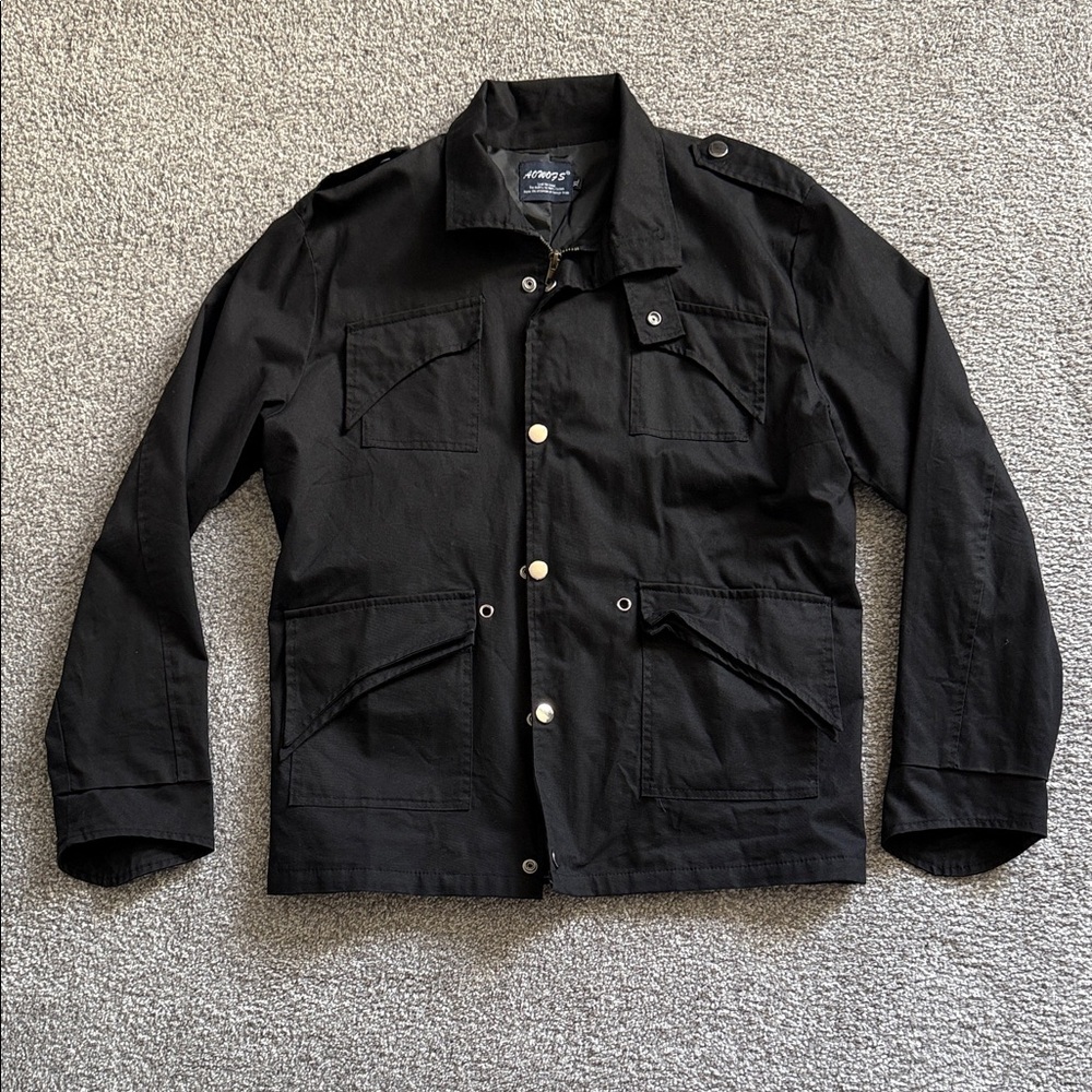 H&M Black Military Field Jacket with Epaulets Size M not XL on Tag